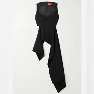 Solace London Sienna Asymmetric Draped Crepe Top In Black